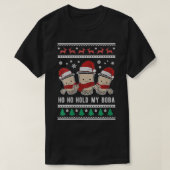 Womens Cute Boba Xmas Hold Bubble Milk Tea Ugly Ch Tシャツ (デザイン正面)