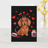 Womens Cute Dachshund Valentines Day Heart Love Do カード (黄色い花)