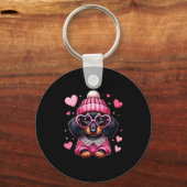 Women's Cute Dachshund Valentines Heart Dog Lover キーホルダー (正面)