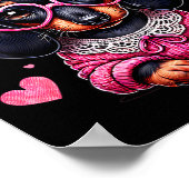 Women's Cute Dachshund Valentines Heart Dog Lover  ポスター (角)