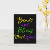 Womens Cute Mardi Gras Party Quote Gift Beads And  カード (黄色い花)