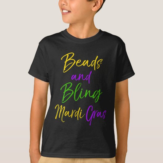 Womens Cute Mardi Gras Party Quote Gift Beads And Tシャツ (正面)