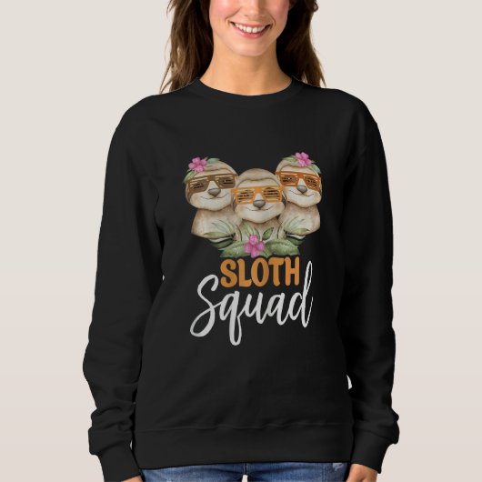 Womens Cute Sloth Squad   Retro 80s Style Matching スウェットシャツ (正面)