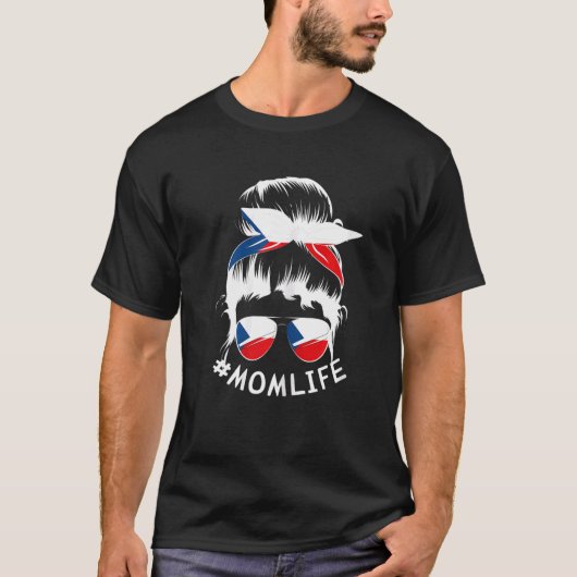 Womens Czech Republic Flag Mom Life Tシャツ (正面)