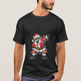 Womens Dabbing Santa Xmas Lights Girls Boys Kids C Tシャツ