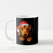 Womens Dachshund Dog Santa Claus Hat Christmas New コーヒーマグカップ (左)