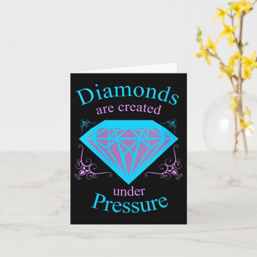 Womens Diamonds Are D Under Pressure - Motivationa カード (黄色い花)