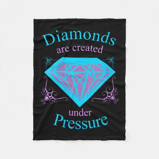 Womens Diamonds Are D Under Pressure - Motivationa フリースブランケット (正面)