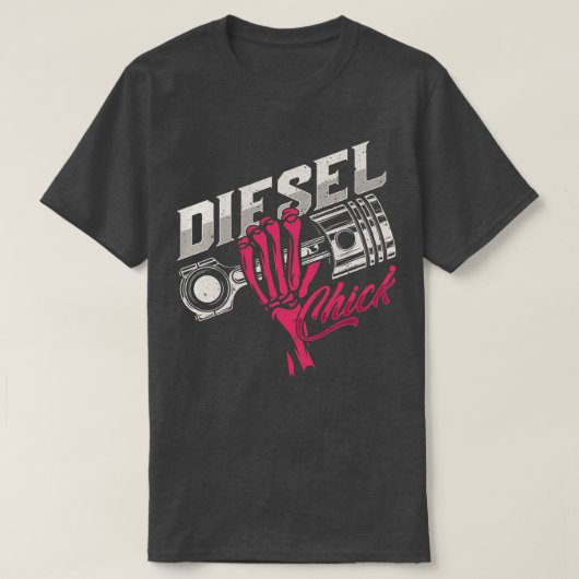Womens Diesel Chick Trucker Highway Truck Driver A Tシャツ (デザイン正面)