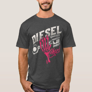 Womens Diesel Chick Trucker Highway Truck Driver A Tシャツ