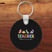 Womens Dinosaur Teacher Teachersaurus Rex Funny Di キーホルダー (正面)