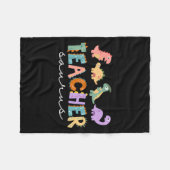 Womens Dinosaur Teacher Teachersaurus Rex Funny Di フリースブランケット (正面(横))