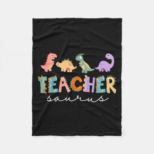 Womens Dinosaur Teacher Teachersaurus Rex Funny Di フリースブランケット (正面)