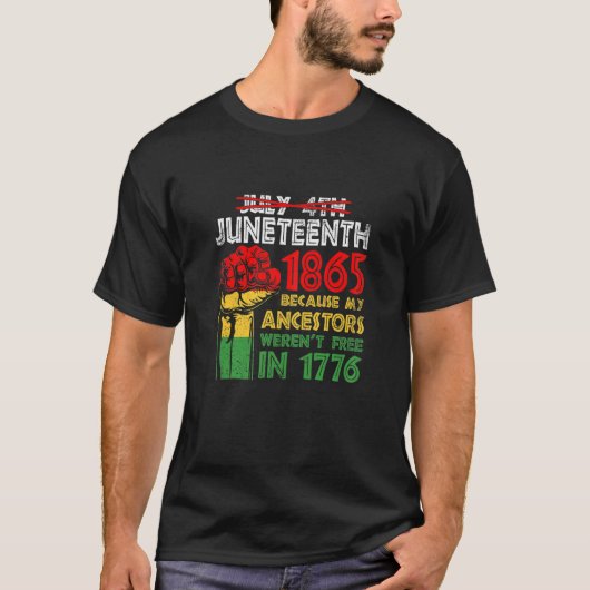 Womens Distressed July 4Th Junenth 1865 Because My Tシャツ (正面)