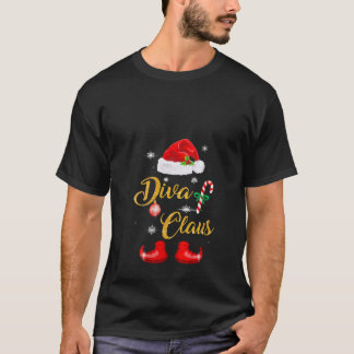 Womens Diva Santa Claus Matching Family Group Chri Tシャツ