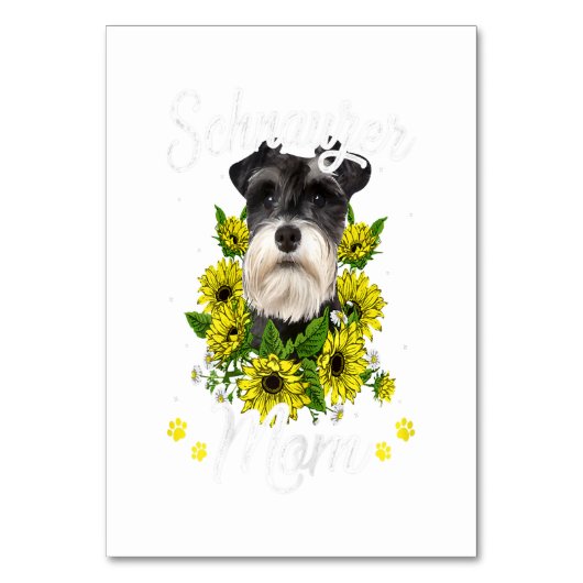 Womens Dog Mom Mors Day Gift Sunflower Schnauzer テーブルナンバー (正面)