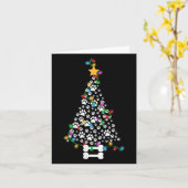 Womens Dog Paw Christmas Tree Lights Funny Puppy D カード (黄色い花)