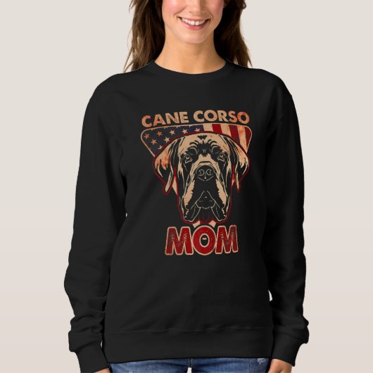 Womens Dog  USA Flag Cane Corso Mom  3 スウェットシャツ (正面)