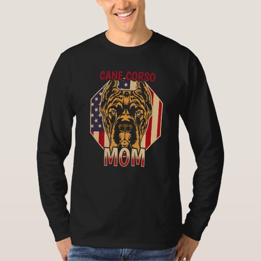 Womens Dog USA Flag Cane Corso Mom 4 Tシャツ (正面)