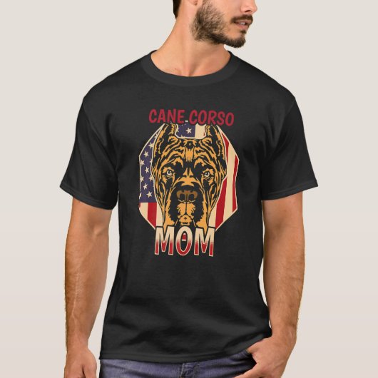 Womens Dog  USA Flag Cane Corso Mom  4 Tシャツ (正面)