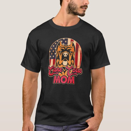 Womens Dog  USA Flag Cane Corso Mom Tシャツ (正面)