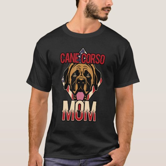 Womens Dog USA Flag Cane Corso Mom Tシャツ (正面)