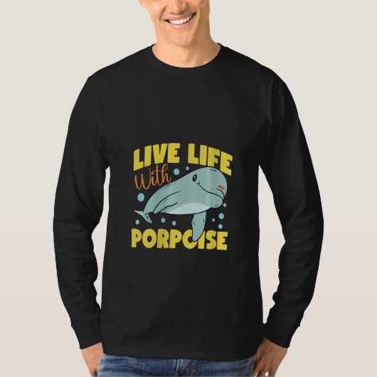 Womens Dolphin Live Life With Porpoise V Neck Tシャツ (正面)