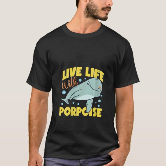 Womens Dolphin Live Life With Porpoise V Neck Tシャツ (正面)