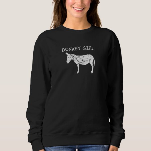 Women's Donkey Girl Farm Animal Cute Donkey スウェットシャツ (正面)