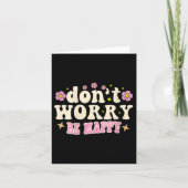 Womens Don't Worry We Be Happy Groovy Retro 70s Mo カード (正面)