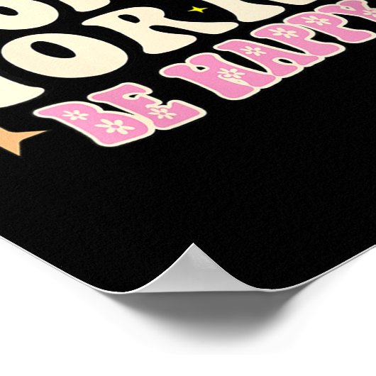 Womens Don't Worry We Be Happy Groovy Retro 70s Mo ポスター (角)