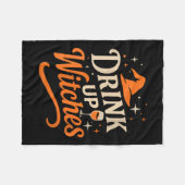 Womens Drink Up Witches Wine Gl Halloween Bachelor フリースブランケット (正面(横))