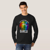 Womens Dripping Lips Rainbow LGBTQ JUST A GIRL WHO Tシャツ (正面フル)