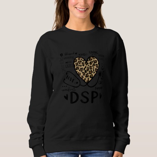 Womens DSP  Leopard Heart Nurse  Nursing スウェットシャツ (正面)