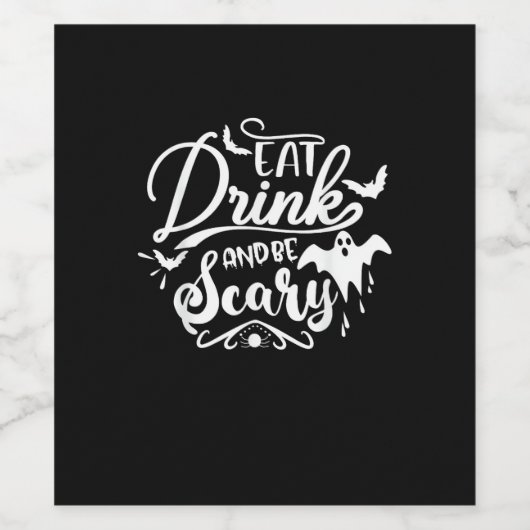 Womens Eat Drink And Be Scary Halloween Modern ワインラベル (シングルラベル)
