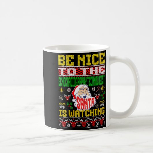 Womens Echocardiography Tech Christmas Ugly Sweate コーヒーマグカップ (右)