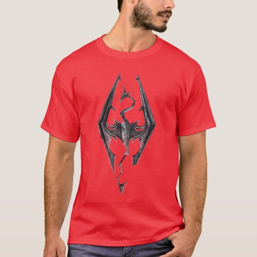 Womens Elder Scrolls Skyrim Dragon Emblem Video Ga Tシャツ (正面)