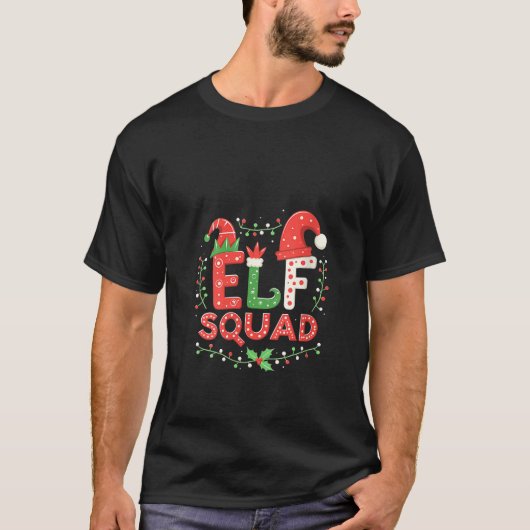 Womens Elf Squad Pajamas Xmas Funny Elf Family Chr Tシャツ (正面)