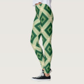 Women's Emerald Green Diamond Geometric Leggings レギンス (左)