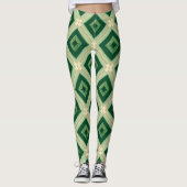 Women's Emerald Green Diamond Geometric Leggings レギンス (正面)