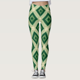 Women's Emerald Green Diamond Geometric Leggings レギンス
