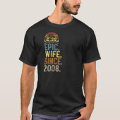 Womens Epic Wife Since 2008 Wedding Anniversary Cu Tシャツ (正面)
