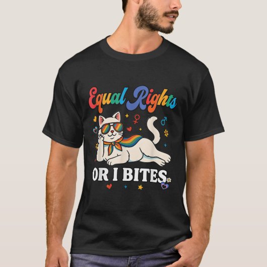 Womens Equal Rights Or I Bites Pride Month Ally Ca Tシャツ (正面)