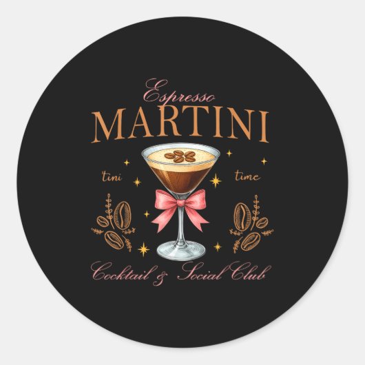 Womens Espresso Martini Social Club Drinking Tai  ラウンドシール (正面)