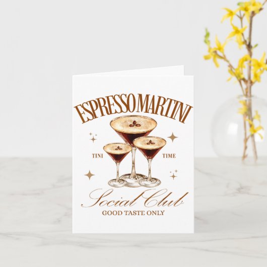 Womens Espresso Martini Social Club Drinking Tail  カード (黄色い花)