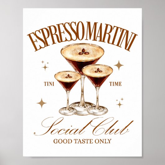 Womens Espresso Martini Social Club Drinking Tail  ポスター (正面)
