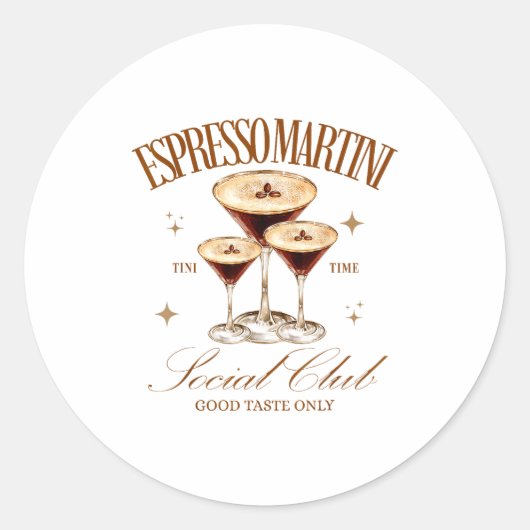 Womens Espresso Martini Social Club Drinking Tail  ラウンドシール (正面)