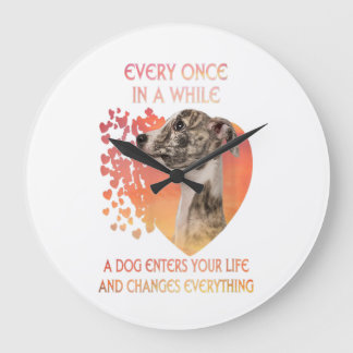 Womens Every Once In A While A Dog Enters ラージ壁時計
