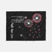 Womens Faith Hope Love Breast Cancer Dandelion Flo フリースブランケット (正面(横))