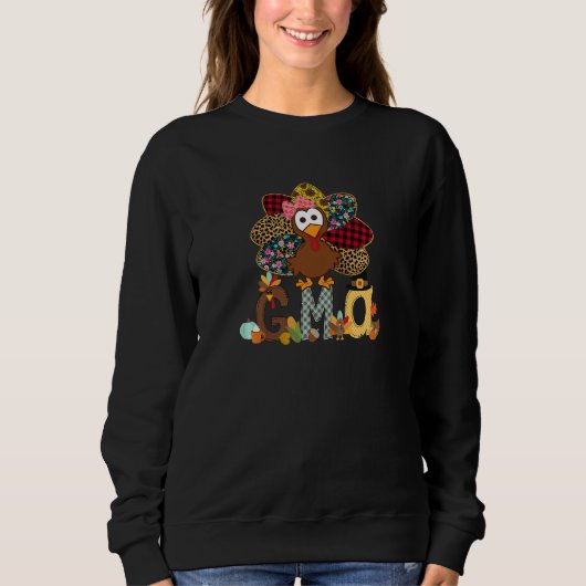 Womens Fall Turkey Gma  Thanksgiving Doodle Grandm スウェットシャツ (正面)